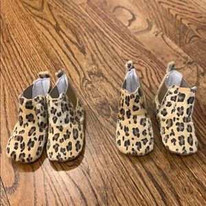 Crib shoes baby leopard print cheetah faux gold